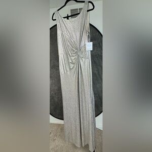 Calvin Klein Metallic Gold Twist-Knot Evening Gown | Size 14 | NWT